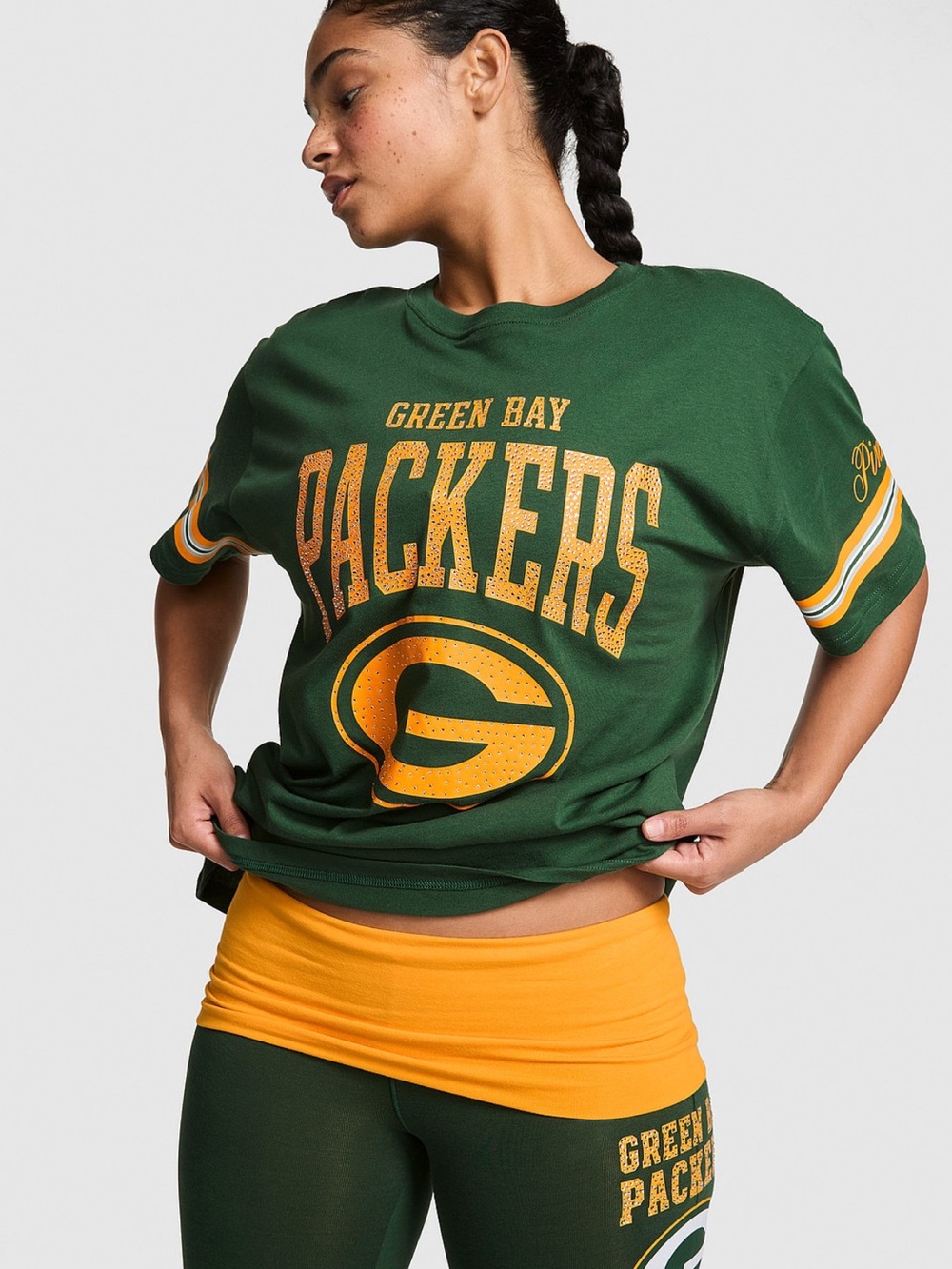 NWT VS Green Bay Packers Women's Stylish & Comfy Campus Cotton Bling Tee!